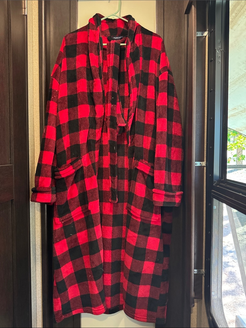 Croft & Barrow Buffalo Plaid Fleece Robe Red Black L/XL